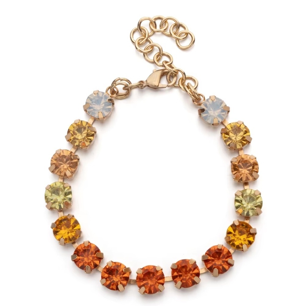 Multicolour Crystal Tennis Bracelet 8mm – Gold Tone – Adjustable